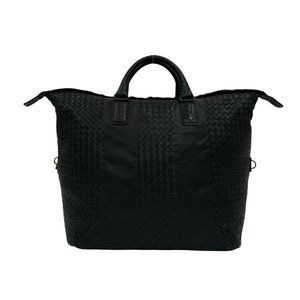 BOTTEGA VENETA Black Leather Intrecciato Boston Bag